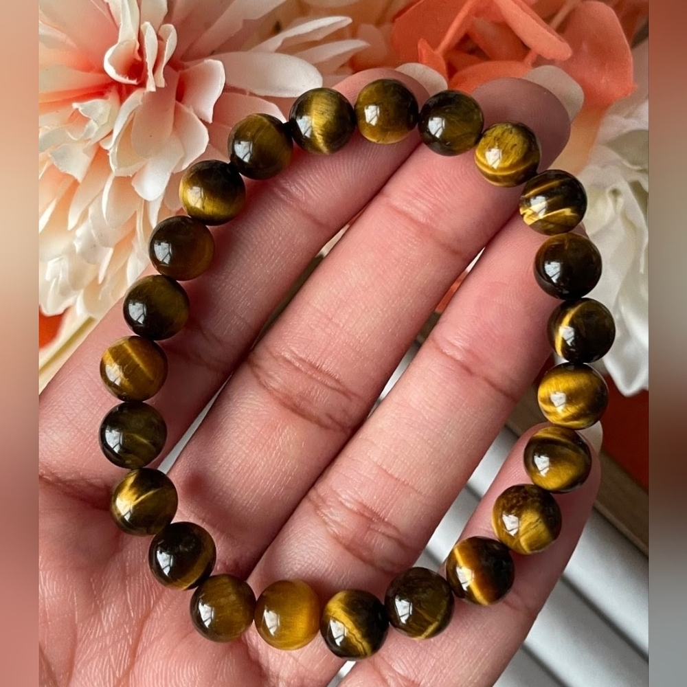 8 Bracelets Beaded Natural Gemstone Tigers Eye Chakra Stone Crystal Jewelry - Picture 10 of 13